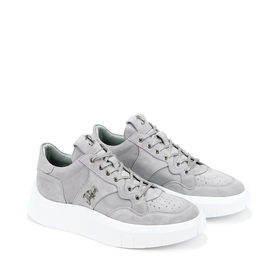 Muške kožne plitke patike John-Richardo-20318 sive ravne 6 13567 john richardo 20318 grey 2